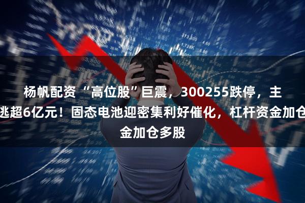 杨帆配资 “高位股”巨震，300255跌停，主力出逃超6亿元！固态电池迎密集利好催化，杠杆资金加仓多股